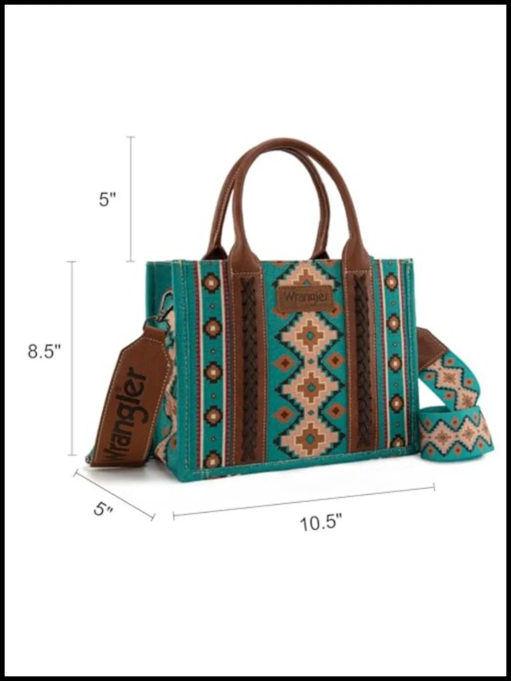 Aztec Print Canvas Western Satchel Tote with Detachable Strap - High Quality